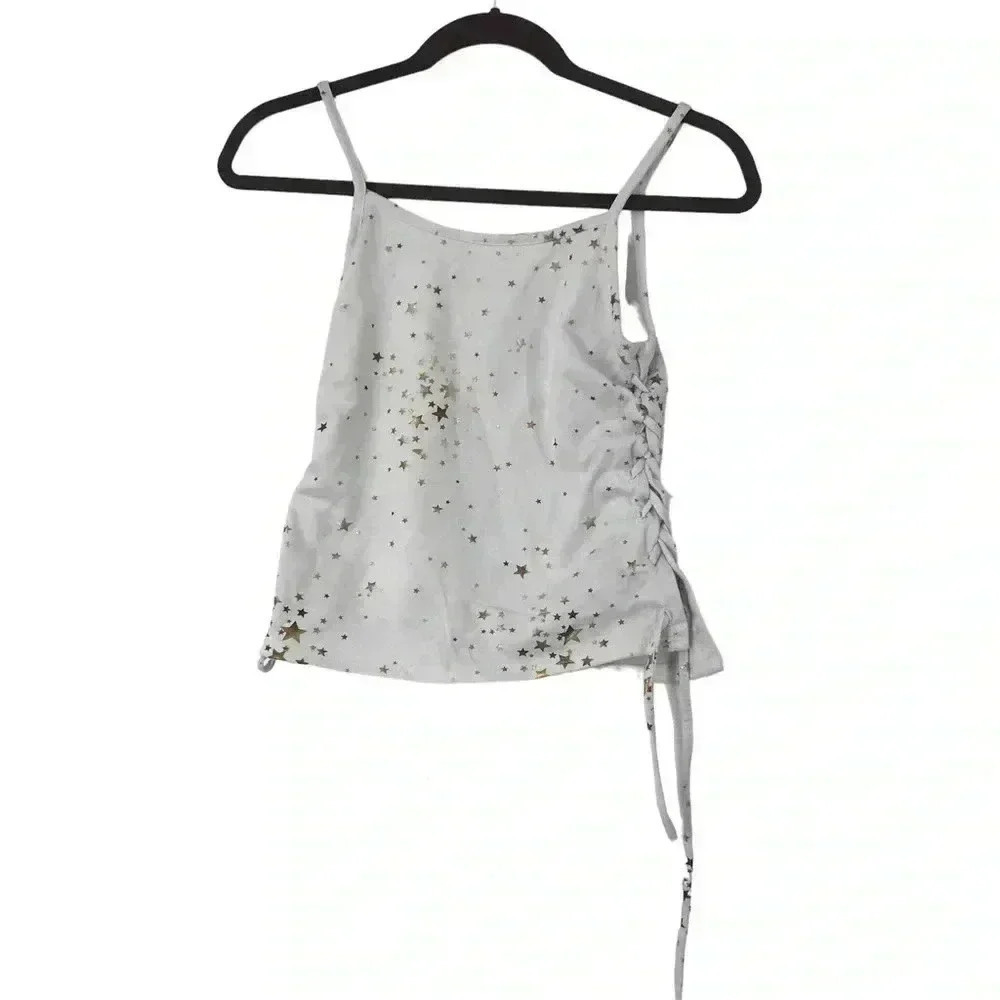 PINC SHIRT GIRLS XL PREMIUM WHITE GOLD SILVER STAR TANK TOP STYLE 22880K - Picture 10 of 13